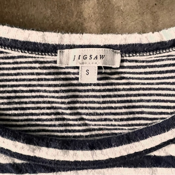 Jigsaw Breton style cotton shirt. Navy and grey stripe, sz S. EUC. - Picture 5 of 8